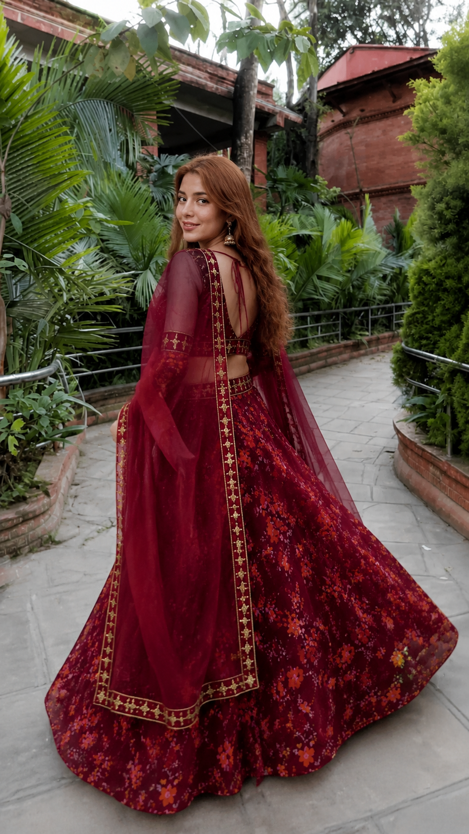 Trivety Embroidered Semi Stitched Lehenga Choli – Maroon