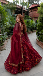 Trivety Embroidered Semi Stitched Lehenga Choli – Maroon