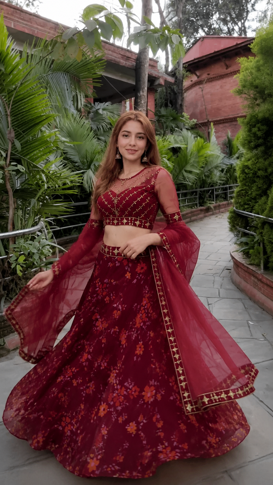 Trivety Embroidered Semi Stitched Lehenga Choli – Maroon