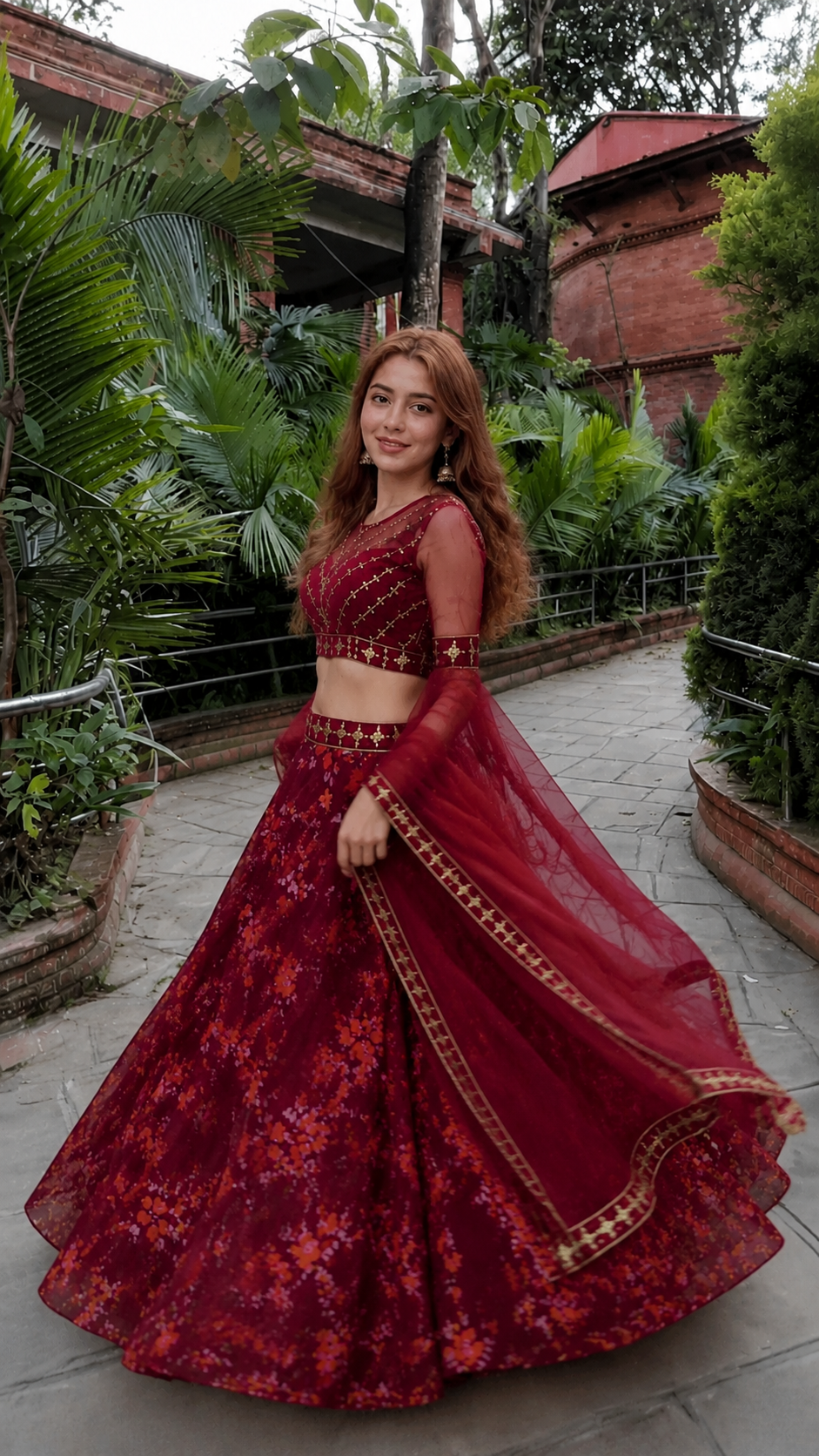 Trivety Embroidered Semi Stitched Lehenga Choli – Maroon