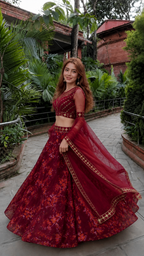 Trivety Embroidered Semi Stitched Lehenga Choli – Maroon