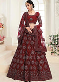 Royal Mirror Palace Bridal Portrait in Deep Maroon Lehenga