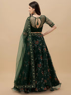 Elegant Embroidered Semi Stitched Lehenga Choli for Women – Green
